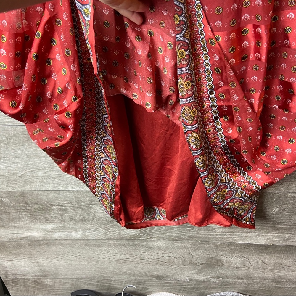Max studio smocked cap sleeve boho print dress - Picture 7 of 11